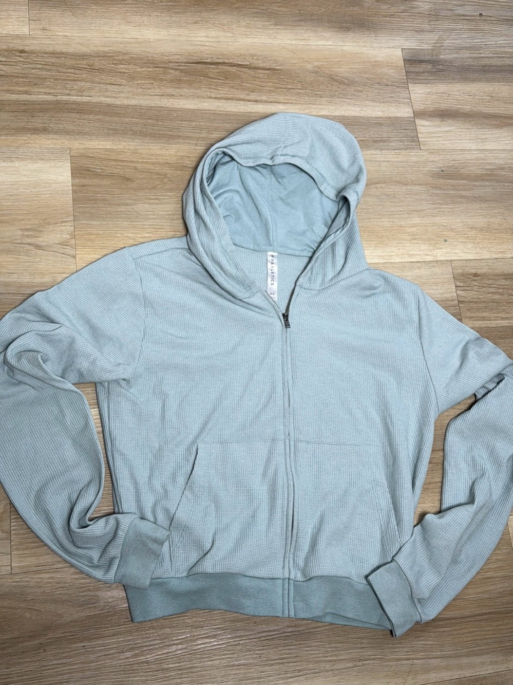 Fabletics Zip-Up Waffle Hoodie Gray XS